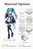 Standee Akrilik Anime Cetak UV Custom dengan Relief Embos, Slot Tunggal, untuk Ilustrator