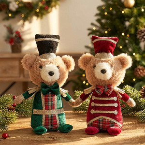 Cute Soft Adjustable Telescopic Eco-friendly <b>Handmade</b> Stuffed Christmas Bear <b>Doll</b> Tabletop Decor - Product Image 4