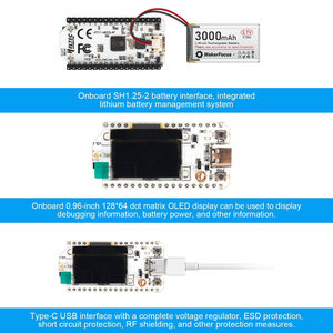 Carte de développement WiFi <span class=keywords><strong>LoRa</strong></span> 32(V3) avec puce SX1262 et <span class=keywords><strong>ESP32</strong></span>-S3FN8, écran OLED, prise en charge du réseau Mesh Meshtastic, Paxcounter, <span class=keywords><strong>Heltec</strong></span> V3 - Product Image 3