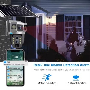 Caméra de surveillance de sécurité IP sans fil solaire extérieure haute définition V380pro 10 Zoom Trois objectifs 4G à énergie solaire - Product Image 4