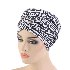 <span class=keywords><strong>Turban</strong></span> en coton à longue queue pour femme, <span class=keywords><strong>foulard</strong></span> imprimé géométrique, vente en gros - Product Image 2