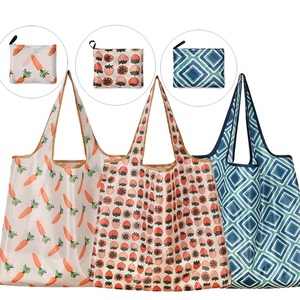 Bolsa de supermercado plegable de gran capacidad para supermercado, bolsa de compras de poliéster plegable reutilizable personalizada con bolsa - Product Image 1