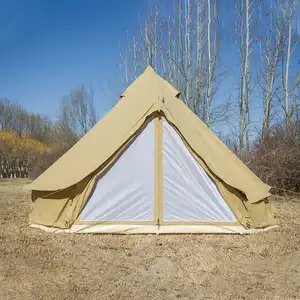 Extérieur 4 saisons imperméable glamping polyester 3m safari yourte cloche tente avec auvent de couverture de mouche de pluie