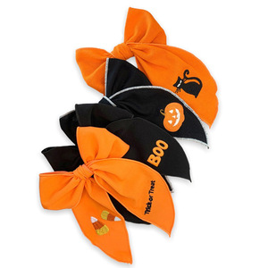 Fiocchi da Marinaio in Lino Ricamati Personalizzati per Halloween, Fiocchi Autunnali con Clip per Ragazze e Donne - Product Image 1