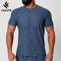 HONFIT personnalisé vente à chaud spandex polyester gym fitness t-shirts pour hommes col rond uni séchage rapide t-shirt de sport décontracté pour hommes