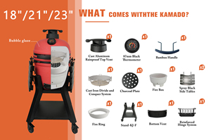 AUPLEX OEM&ODM Factory Outlet - Parrilla <span class=keywords><strong>Kamado</strong></span> de Cerámica de 21 Pulgadas XL, Parrilla de Carbón para Exteriores - Product Image 5