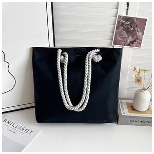 Bolso de Hombro de Lona Estampado de Gran Capacidad para Mujer con Cierre de Cremallera, Bolso de Mano Transfronterizo y Bolso de Compras D-012 - Product Image 5