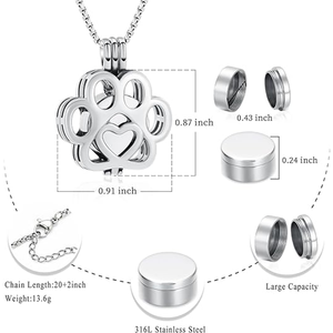 Liontin Guci Hewan Peliharaan dari Baja Anti Karat Berlubang, Cetakan Cakar Hati, Perhiasan Kremasi, Kalung, Aksesoris Kenang-kenangan untuk Pecinta Hewan Peliharaan - Product Image 2