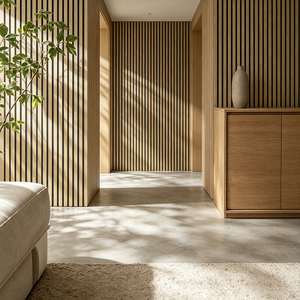 GY GYL-038 Revêtement mural insonorisant pour salon, panneau acoustique en MDF avec NRC 0.9, design à lattes arc-en-ciel européen écologique - Product Image 6