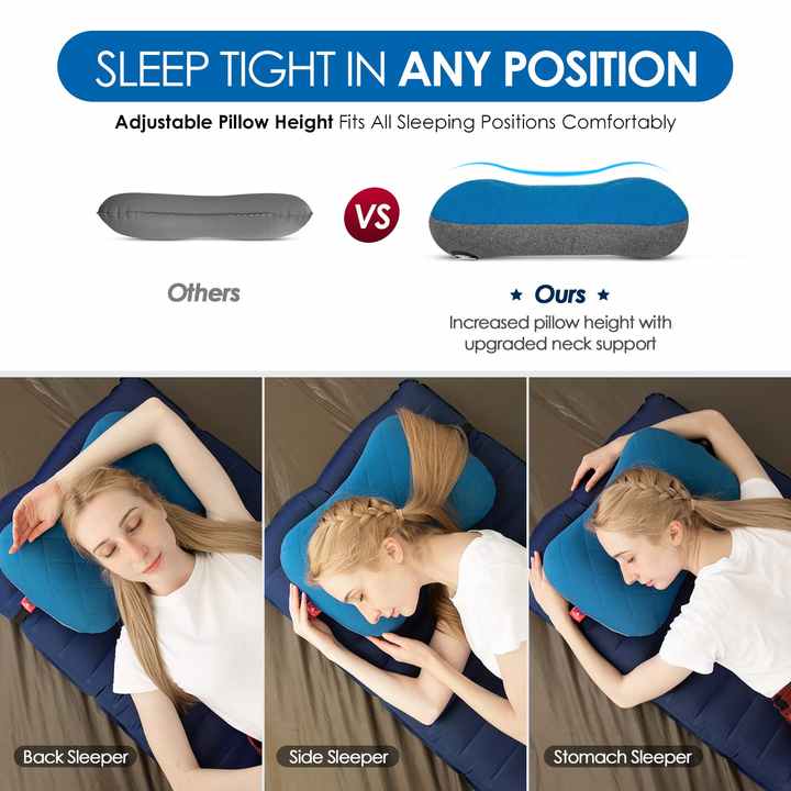 Comfort Travel Pillow Inflatable Design for Backpackers & Campers