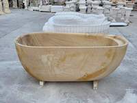 Bak Mandi Oval Mewah Gaya Modern dari Travertine, Model Berdiri Bebas untuk Kamar Mandi Dewasa, Jacuzzi untuk 2 Orang