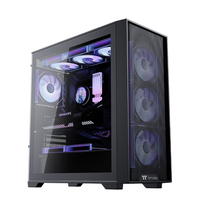 Casing PC Gaming Baja SPCC ATX Mid-Tower dengan Panel Samping Kaca Tempered, Radiator Pendingin Cair, Kabinet Komputer Desktop