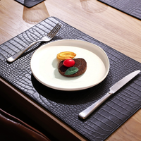 Vente en gros de dessous-de-plat en cuir PU imitation crocodile, imperméables, résistants à la chaleur, tapis de table à manger, tapis de souris multifonctionnels