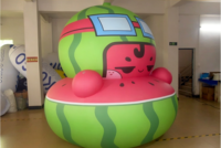 Modèle de pastèque gonflable géant en PVC personnalisé BOYI, hermétique, pour la publicité et la décoration d'événements estivaux
