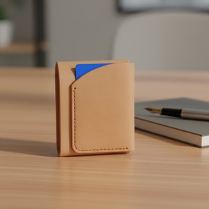 For Genuine Cow Hide Leather Open Closure Stone Vintage Short <b>RFID</b> Nylon Lining Anti Theft Portable Business ID <b>Wallet</b> 4 - Product Image 4