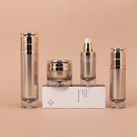 OEM/ODM Ensemble d'Emballage de Flacon de Soin de la Peau Petg GOLD personnalisé de 30/50/60/80/100/150ml Bouteille de Lotion Ronde Pot Cosmétique
