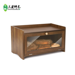 Bamboo and wood bread boxes, bread storage boxes, <b>kitchen</b> dustproof food storage boxes, baking bread storage boxes, wholesale - Product Image 1