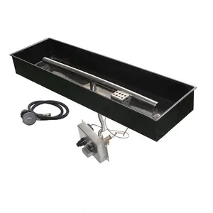 Stainless Steel Linear Fire Pit Pan Drop-In Gas Burner Kit System