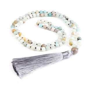108 Beads Mala Handmade Colar atado Cor Marrom Borla 6mm Tiger Eye Gemstone Tasbih Colar - Product Image 5