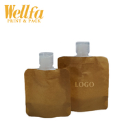 Impression personnalisée petite capacité 30ml 50ml échantillon emballage en papier kraft plastique transparent liquide sac à buse autoportant