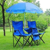 Fauteuil pliant portable léger pour patio extérieur, double chaise de camping avec parasol, idéal pour la pêche, la piscine et la plage