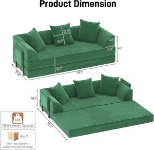 Sofá Cama Convertible sin Estructura de Madera, Futón de 3 Plazas con Bolsillo de Almacenamiento Extraíble, Comprimido, para Sala de Estar, Dormitorio, Inflable - Product Image 2