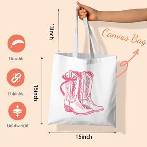 Nouveauté : Grand sac fourre-tout en toile de coton blanc personnalisé, sac à bandoulière réutilisable avec logo imprimé pour le shopping et la promotion - Product Image 6