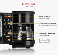 Station petit-déjeuner 3 en 1 tout-en-un : mini-four grille-pain, cafetière, poêle à œufs, machine à petit-déjeuner multifonctionnelle pour la maison