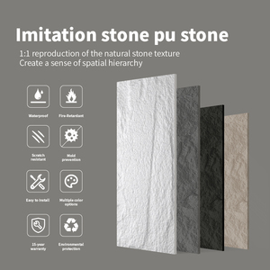 PUストーン人工フェイクストーン壁パネル防水モダンデザイン3D壁パネル軽量 - Product Image 4