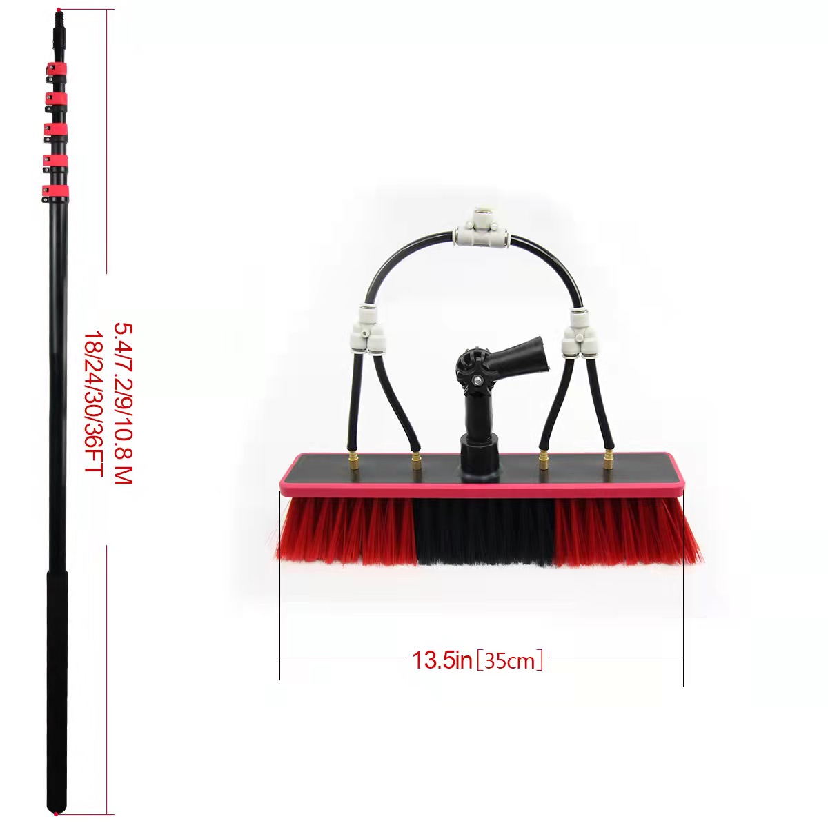 Telescopic Aluminum Pole Solar Panel Brushes 12 / 18 / 20 / 24 / 30 / 36 FT