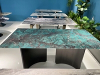 Dernier design de table à manger, magnifique table haute de cuisine en marbre, rectangulaire, avec structure en acier inoxydable, mobilier de villa