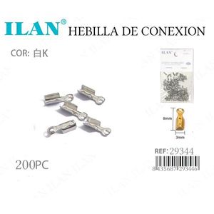 Connettore Ilan per catena a sfera da 4 mm, 200 pezzi, accessorio per la creazione di gioielli con giunti in metallo bianco K - Product Image 3