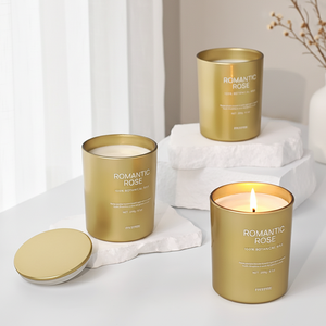 Velas aromáticas de soja natural pura de alta calidad, estilo lujo dorado, con tapa metálica y logotipo personalizado para decoración del hogar. - Product Image 2