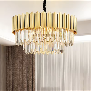 High-Grade Modern Golden LED Crystal Chandelier Luxury Lobby's Stainless Steel Iron <b>AC</b> Powered <b>AC</b> Light Source <b>Room</b> Lighting - Product Image 2