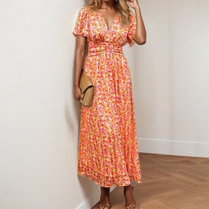 Nouvelle robe longue pour femme, style européen et américain, élégante, décontractée, ample, à imprimé végétal, pour le printemps - Product Image 4