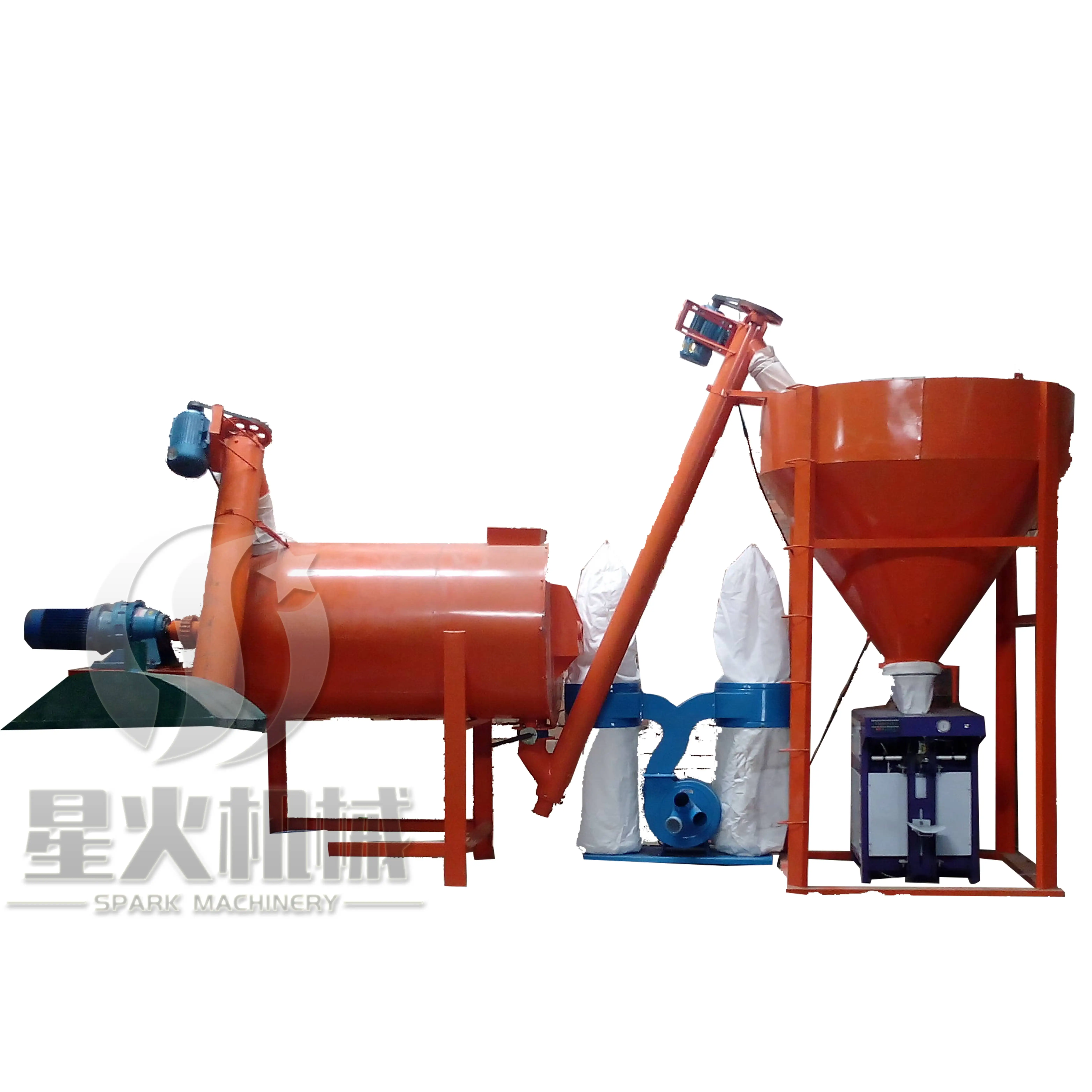 Hochwertiger Trockenzement-Sandmischmörtel-Mischverpackungsmaschine 10-12 t/h automatische Trockenzementmörtel-Gips-Produktionslinie