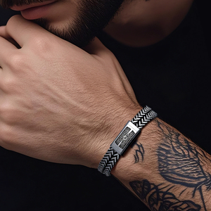 Venta al por mayor personalizable vintage de acero inoxidable de los hombres de <span class=keywords><strong>cadena</strong></span> pesada pulsera de joyería con placa decorativa central patrón grabado - Product Image 1