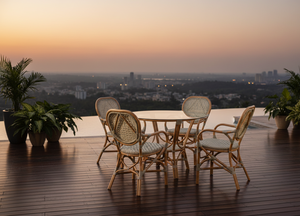 Stylish Compact Rattan Wicker Jamaica <b>Bistro</b> <b>Dining</b> <b>Set</b> Antique Asian Design for Comfortable Villa Home Apartment Hotel Spaces - Product Image 4