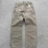 Fabricant sur mesure de pantalons de travail en denim pour hommes, coupe droite, double genou, hiver, marron, vintage, délavé, OEM ODM