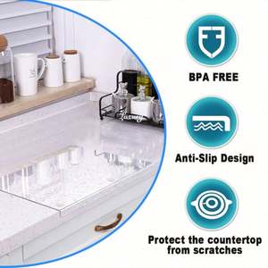 Tabla de cortar grande Raybin de acrílico transparente de grado alimenticio, antideslizante, ecológica, de 1.5 cm de grosor, con borde para cocina - Product Image 4