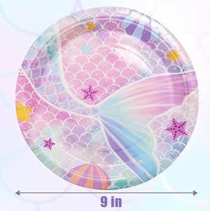 Ensemble de vaisselle jetable sur le thème de la sirène DAMAI, vaisselle de fête d'anniversaire pour filles, décorations de table - Product Image 5