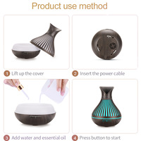 Diffuseur d'huiles essentielles en bois ajouré effet grain de bois arc-en-ciel 0,5-1L pour studio de yoga