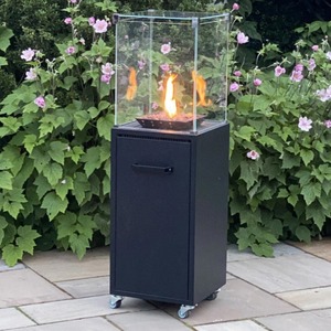 Mesa de Chimenea Moderna Independiente de Metal para Propano con Protector de Viento de Vidrio, Ecológica para Calefacción de Patio Exterior - Product Image 4