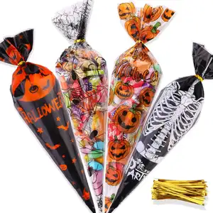 Sacos de confeiteiro de silicone com estampa personalizada, sacos para cozinhar biscoitos, biscoitos, bolinhas, biscoitos com amarras torcidas, halloween