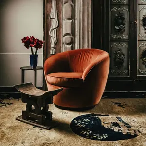 最新高端天鹅绒转椅北欧时尚中国红色椅子客厅