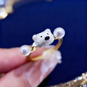 10771 Accesorios de Perlas DIY, Base para Anillo de Plata S925, Base para Joyería de Plata Moderna con Cuentas Redondas Planas de 6-8 mm - Product Image 2