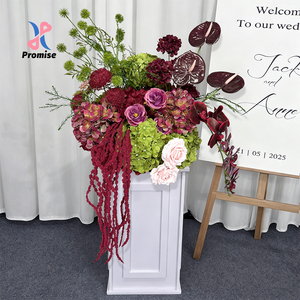 Vibrant Red and Green Promise Brand Silk Realistic Modern Artificial Hydrangeas for Wedding Decor - Product Image 1