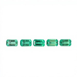Piedras Sueltas Verdes Rectangulares de Corte Escalonado, 5 Piezas, Corte Esmeralda, Cultivadas en Laboratorio, Tratadas Térmicamente, Facetadas, Personalizables, para Joyería - Product Image 3