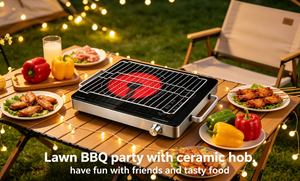 <span class=keywords><strong>Cocina</strong></span> Eléctrica Infrarroja de Acero Inoxidable de 2200W con Parrilla, 220V, Multifuncional, para Exteriores y Hoteles, Disponible en Stock - Product Image 4