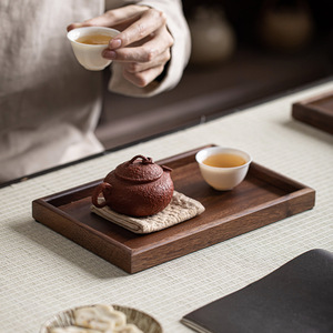 Walnut Wood Teacup <b>Tray</b> Solid Wood <b>Tea</b> Serving <b>Tray</b> For Household And Restaurant Use Elegant Design With Food Safe Surface - Product Image 3